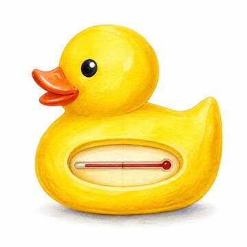 Watercolor yellow bath thermometer watercolor illustration on a clean background