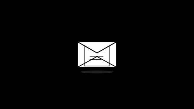 Minimalist open white envelope icon representing email and message communication isolated on a black background