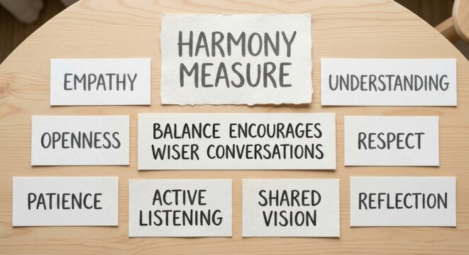 Arrangement of Paper Rectangles with Key Communication Concepts for Harmony and Balance