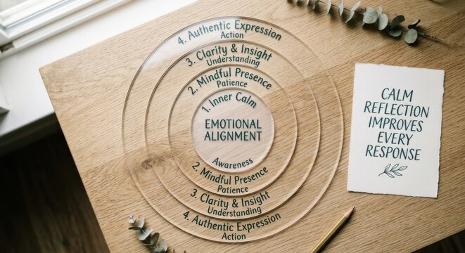 Emotional Alignment Diagram on Wooden Surface
