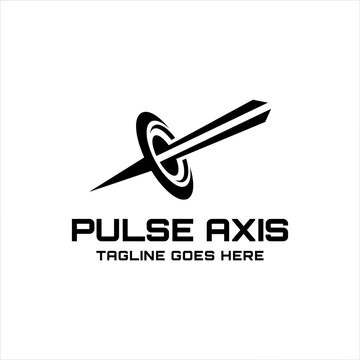 Abstract Pulse axis dynamic piercing spear with orbital ring for kinetic energy speed logo design