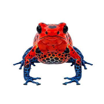 Vibrant red strawberry poison dart frog stands proudly showcasing exotic colors of tropical amphibians found in central american rainforests