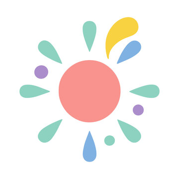 Abstract sun with colorful splashes and dots