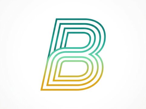 Modern stylized letter b logo design with a linear gradient effect in teal and yellow, creative typography icon