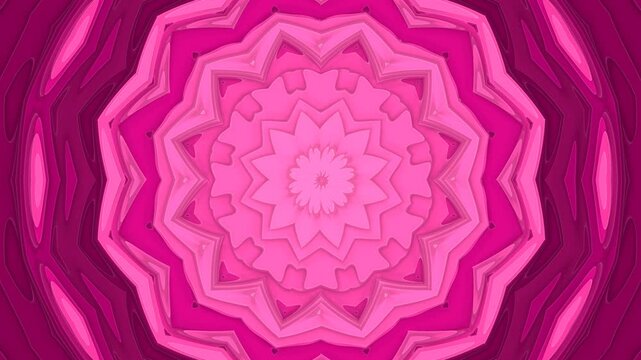 A mesmerizing, abstract floral pattern in continuous rotation with intricate layers and symmetrical design