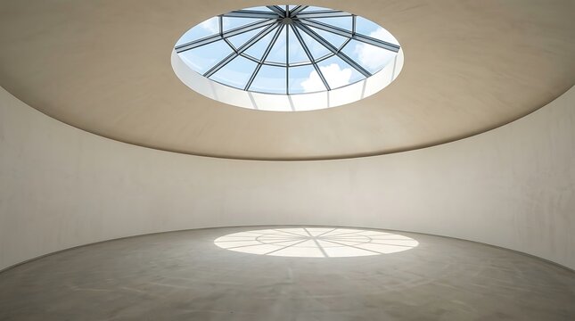 Empty round room with skylight