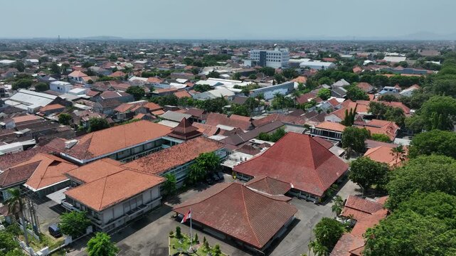 Aerial view of the cityscape of Probolinggo City, Java Island, Indonesia