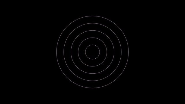 Minimalist motion background featuring thin white concentric circles expanding outward against a black background.