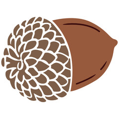 acorn illustration isolated on transparent background brown oak nut icon for autumn design element © PATTASUWANNAKORN