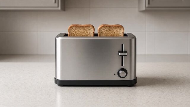 Video Background Toast Slices Rising From Kitchen Toaster