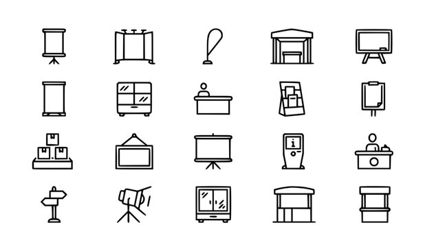 Expo Advertising Display and Showcase Icons