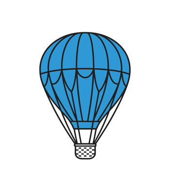 Blue hot air balloon with basket