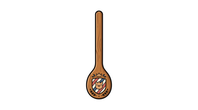Wooden Spoon with Emblem and Stripes Design