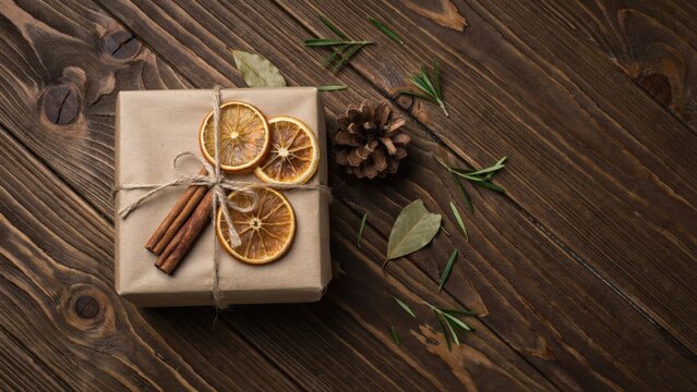 Recycled Paper Present Box Tied with Jute Twine Bow
