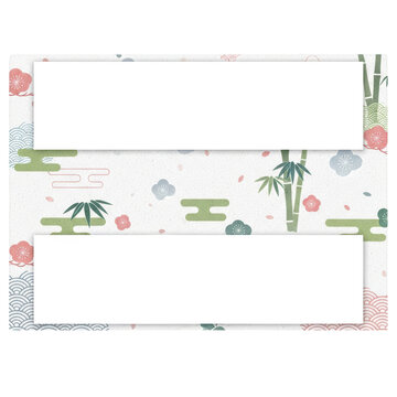 Two white rectangles on tropical background.