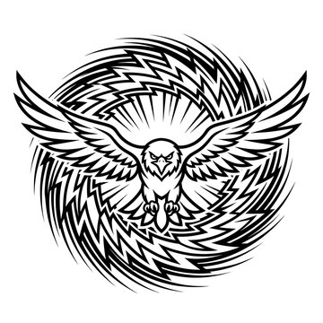 Powerful Eagle Energy Symbol in Monochrome Vector Style