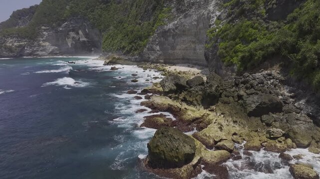 Aerial view of coastal landscape of in Penida island, Bali, Indonesia