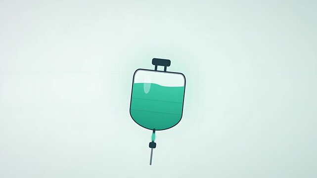 Infusion bag fluid drip loop medical IV therapy background with gentle rippling liquid and hospital ambiance