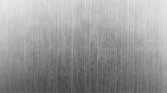 Brushed metal texture with vertical grain, silver stainless steel background, industrial aluminum surface for modern product design and architectural backdrops