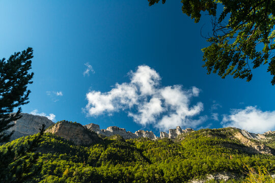 Spain, Aragon, Torla.  Ordesa Y Monte Perdido National Park.  Trail to the Gradas Soaso Waterfalls