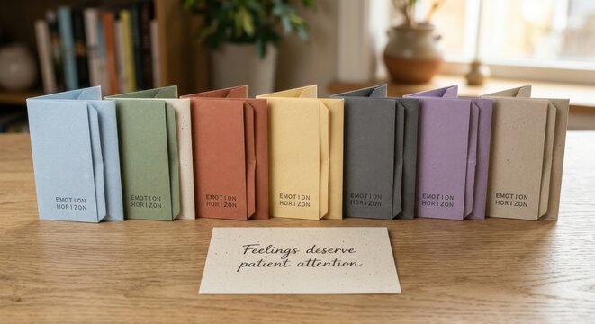 Emotion cards and reflective journal prompts for self-care and mental wellness