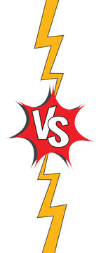 Versus Vs Comic Book Style Vector for Battle Competition and Comparison Analysis with Lightning Bolts and Explosion Burst