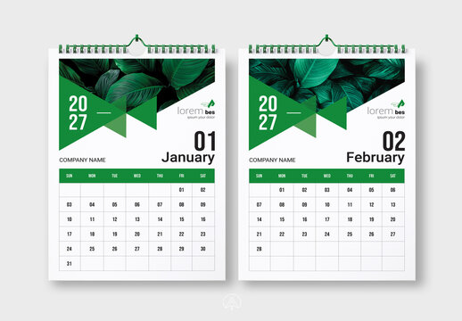 2027 Wall Calendar Template Modern Monthly Planner