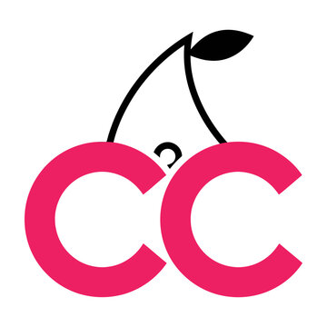Creative letter C logo design shaped like a red cherry with stem