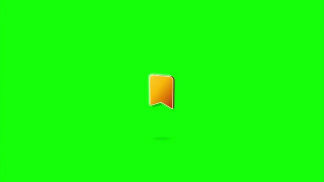 Floating orange bookmark ribbon 3d icon clay style glossy finish green screen chroma key overlay for website interface and social media apps