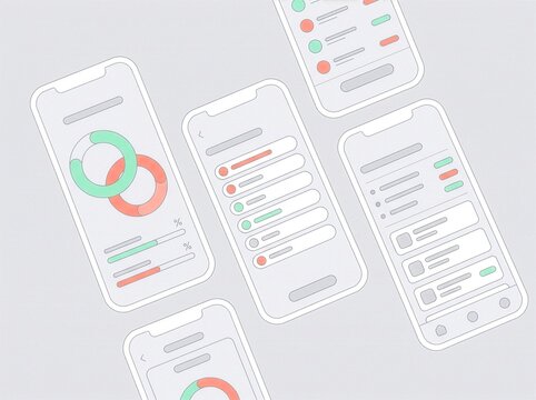Minimalist mobile banking UI UX wireframe and personal finance application dashboard mockup