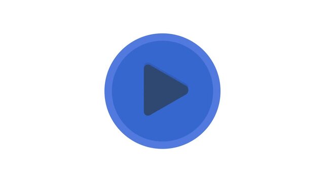 Cute Cartoon Blue Play Button Icon Animation for Game UI, Seamless Loop
