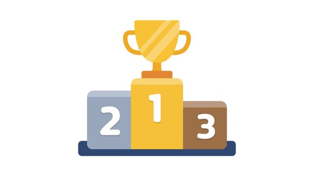 Cute Cartoon Leaderboard Podium Trophy Icon Animation for Game UI, Seamless Loop