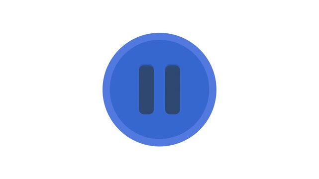 Cute Cartoon Blue Pause Button Icon Animation for Game UI, Seamless Loop