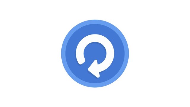 Cute Cartoon Blue Refresh Restart Button Icon Animation for Game UI, Seamless Loop