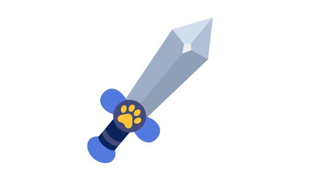 Cute Cartoon Husky Sword Equipment Icon Animation for Game UI, Seamless Loop