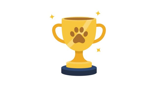 Cute Cartoon Husky Trophy Achievement Icon Animation for Game UI, Seamless Loop