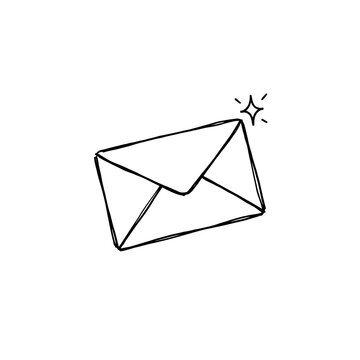 Hand Drawn Envelope Doodle Icon with Sparkle for Mail and Message Designs