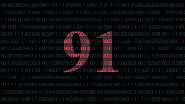Digital countdown number 91 with red binary code matrix background, for technology and, cyber security concepts