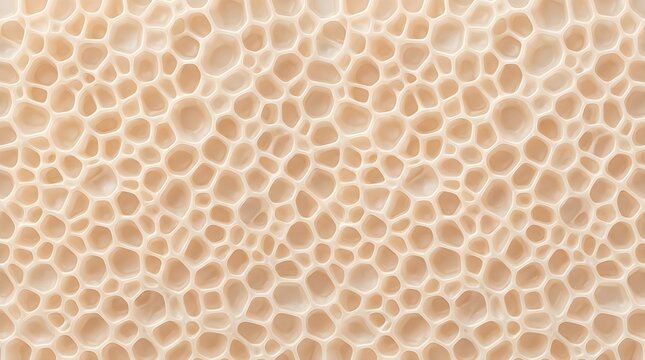 Closeup of a beige porous foam texture with irregular honeycomblike cellular structure, abstract organic pattern for background design