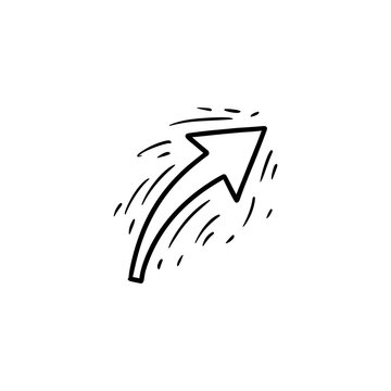 Hand Drawn Arrow Sketch Vector Illustration Pointing Up and Right on White