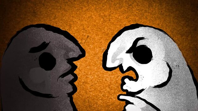 white man discriminating against black man in sketch style