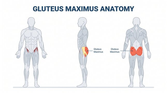 Medical Anatomy Diagram Showing Gluteus Maximus Muscle On Human Body Figure