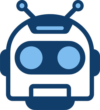 Cute blue robot head vector icon for technology design