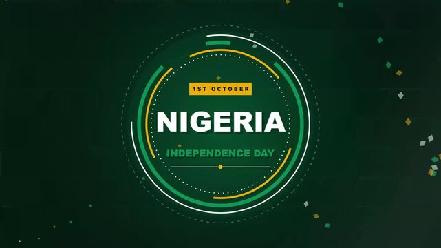 Abstract Motion Graphic Celebrating Nigeria Independence Day on October First with Geometric Circles and Minimalist Typographic Design Elements