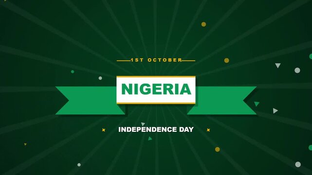 Motion graphic animation celebrating the national independence day of Nigeria on the first of October with elegant ribbon design elements