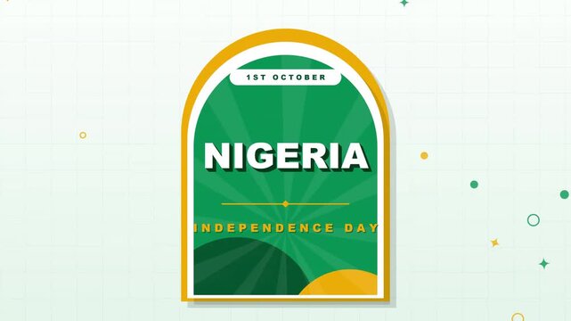 Nigeria Independence Day celebration graphic design featuring a patriotic arched frame for October first public holiday event