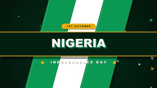 Nigeria Independence Day Celebration Motion Graphics Featuring National Flag Colors and Decorative Text Elements for 1st October Holiday Event