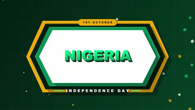 Celebratory Motion Graphics Design for Nigeria Independence Day on October 1st Featuring Elegant Typography and Geometric Elements