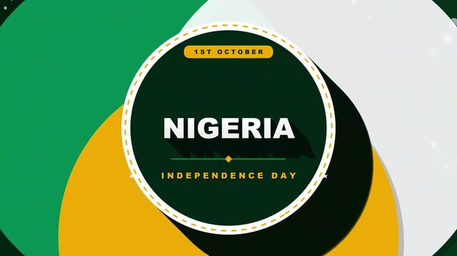 Festive Motion Graphic Animation Celebrating Nigeria Independence Day on October First with Geometric Abstract Shapes and Elegant Typography