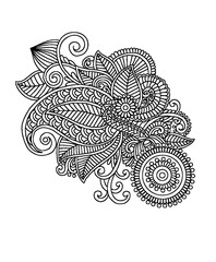 Detailed ornate paisley vector design with swirls and flowers © Laboni